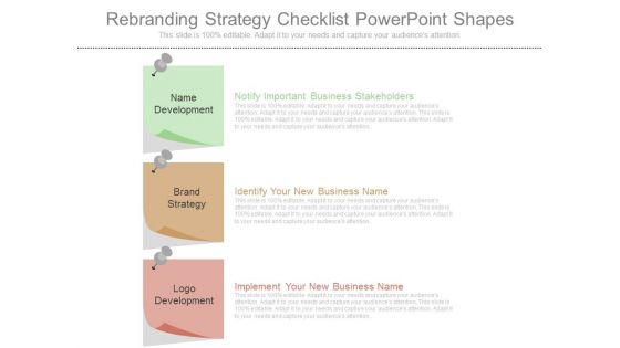 Rebranding Strategy Checklist Powerpoint Shapes