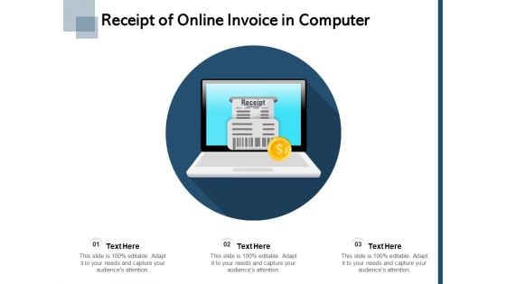 Receipt Of Online Invoice In Computer Ppt PowerPoint Presentation Styles Portrait PDF