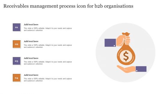 Receivables Management Process Icon For B2b Organisations Portrait PDF