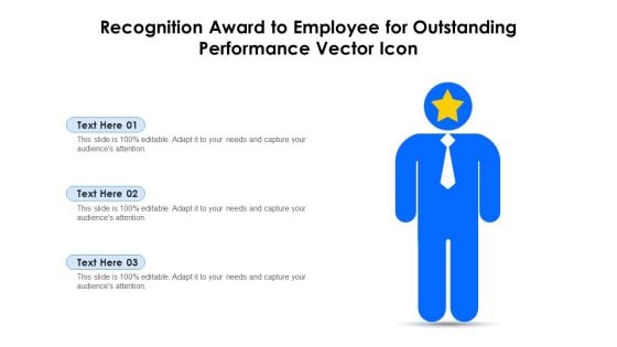 Recognition Award To Employee For Outstanding Performance Vector Icon Background PDF