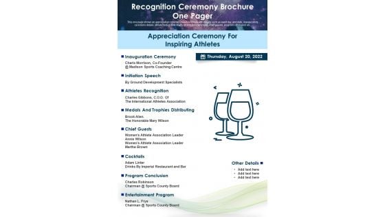 Recognition Ceremony Brochure One Pager PDF Document PPT Template