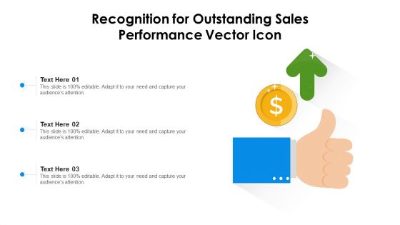 Recognition For Outstanding Sales Performance Vector Icon Introduction PDF