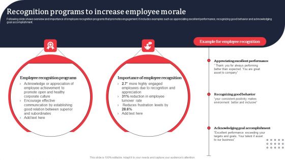 Recognition Programs To Increase Employee Morale Ppt PowerPoint Presentation File Outline PDF