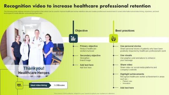 Recognition Video To Increase Healthcare Professional Retention Structure PDF