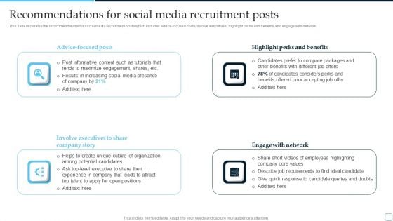 Recommendations For Social Media Recruitment Posts Tactical Plan To Enhance Social Media Hiring Process Microsoft PDF