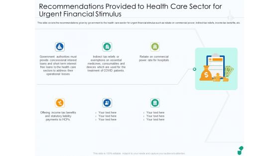 Recommendations Provided To Health Care Sector For Urgent Financial Stimulus Ppt Outline Graphics Example PDF