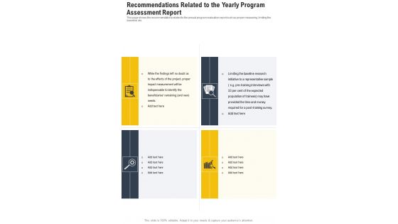 Recommendations Related To The Yearly Program Assessment Report One Pager Documents