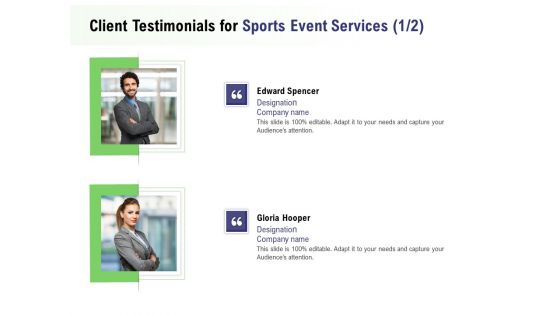 Recreational Program Proposal Client Testimonials For Sports Event Services Teamwork Ppt Pictures Backgrounds PDF