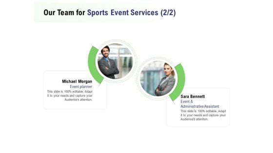 Recreational Program Proposal Our Team For Sports Event Services Ppt Layouts Outline PDF