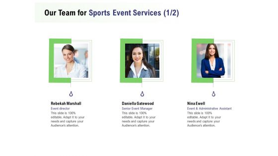 Recreational Program Proposal Our Team For Sports Event Services Teamwork Ppt Show Designs PDF