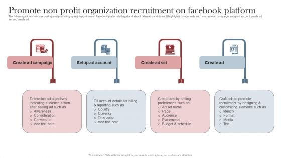 Recruitment Marketing Strategies For NPO Business Promote Non Profit Organization Recruitment Facebook Platform Summary PDF