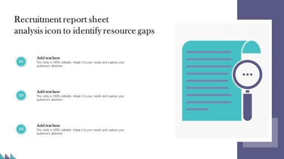 Recruitment Report Sheet Analysis Icon To Identify Resource Gaps Clipart PDF