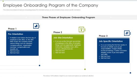 Recruitment Training Program For Workforce Employee Onboarding Program Of The Company Topics PDF