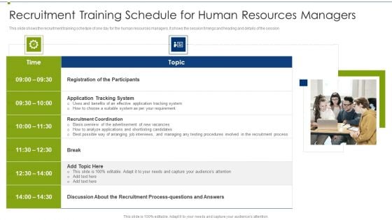 Recruitment Training Program For Workforce Recruitment Training Schedule For Human Resources Diagrams PDF