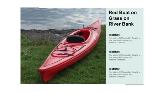 Red Boat On Grass On River Bank Ppt PowerPoint Presentation Layouts Designs Download