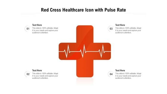 Red Cross Healthcare Icon With Pulse Rate Ppt PowerPoint Presentation Gallery Infographic Template PDF