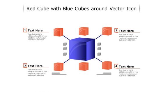 Red Cube With Blue Cubes Around Vector Icon Ppt PowerPoint Presentation File Format Ideas PDF