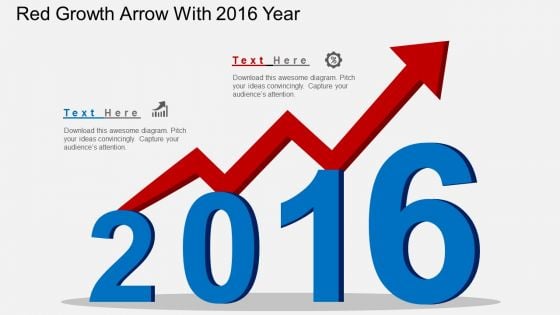Red Growth Arrow With 2016 Year Powerpoint Templates