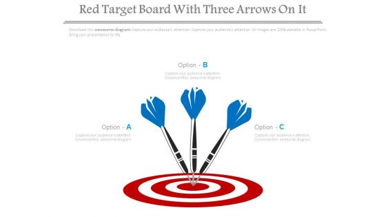 Red Target Board With Three Arrows On It Powerpoint Slides
