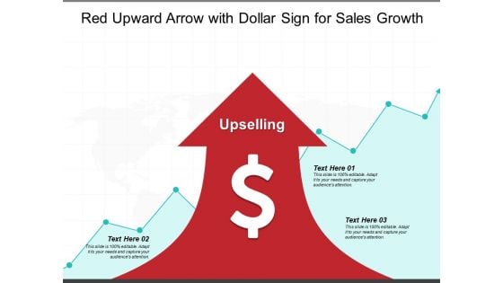 Red Upward Arrow With Dollar Sign For Sales Growth Ppt PowerPoint Presentation Inspiration Clipart Images