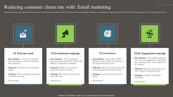 Reducing Customer Churn Rate With Email Marketing Ppt PowerPoint Presentation File Icon PDF