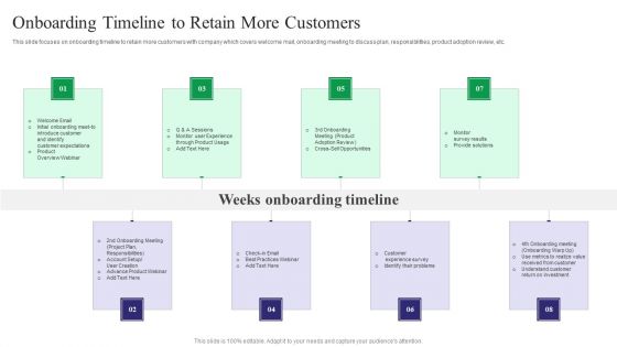 Reducing Customer Turnover Rates Onboarding Timeline To Retain More Customers Slides PDF