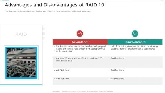 Redundant Array Of Independent Disks Storage IT Advantages And Disadvantages Of RAID 10 Background PDF