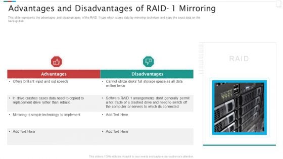 Redundant Array Of Independent Disks Storage IT Advantages And Disadvantages Of RAID 1 Mirroring Microsoft PDF