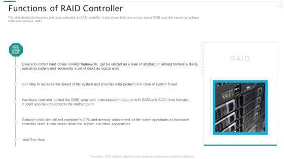 Redundant Array Of Independent Disks Storage IT Functions Of RAID Controller Mockup PDF