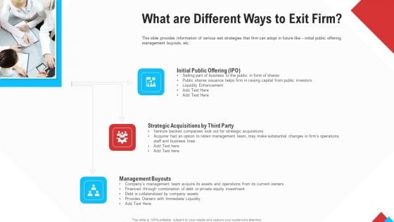 Reform Endgame What Are Different Ways To Exit Firm Mockup PDF