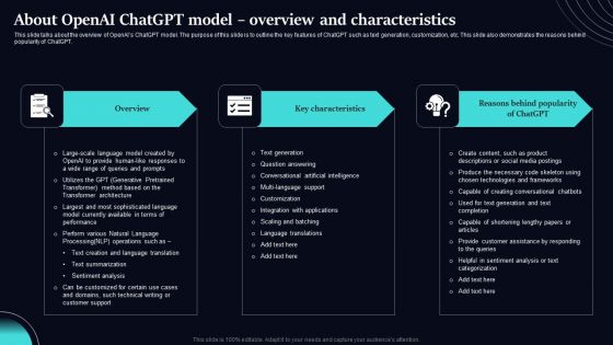 Regenerative Artificial Intelligence Systems About Openai Chatgpt Model Overview And Characteristics Guidelines PDF