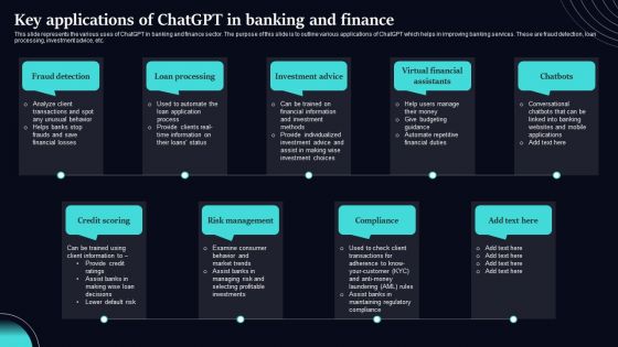 Regenerative Artificial Intelligence Systems Key Applications Of Chatgpt In Banking And Finance Inspiration PDF