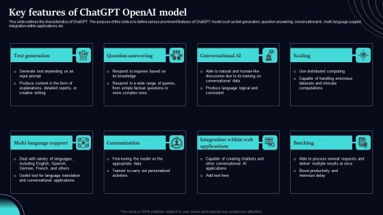 Regenerative Artificial Intelligence Systems Key Features Of Chatgpt Openai Model Pictures PDF