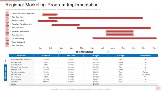 Regional Marketing Strategies Regional Marketing Program Implementation Elements PDF