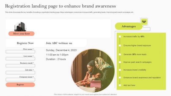Registration Landing Page To Enhance Brand Awareness Ppt Visual Aids Files PDF