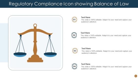 Regulatory Compliance Icon Ppt PowerPoint Presentation Complete Deck With Slides