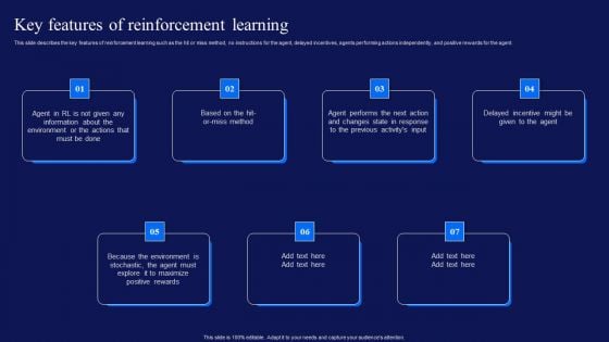 Reinforcement Learning Techniques And Applications Key Features Of Reinforcement Learning Diagrams PDF