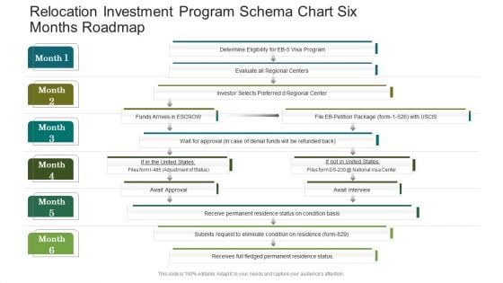 Relocation Investment Program Schema Chart Six Months Roadmap Topics