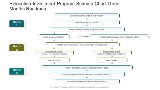 Relocation Investment Program Schema Chart Three Months Roadmap Background