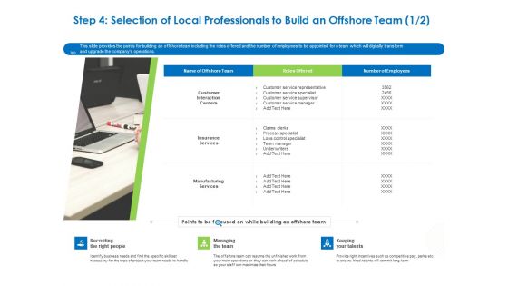 Relocation Of Business Process Offshoring Step 4 Selection Of Local Professionals To Build An Offshore Team Ideas PDF