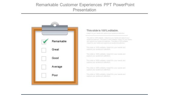 Remarkable Customer Experiences Ppt Powerpoint Presentation