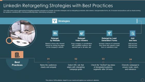 Remarketing Techniques Linkedin Retargeting Strategies With Best Practices Inspiration PDF Remarketing Techniques Linkedin Retargeting Strategies With Best Practices Inspiration PDF