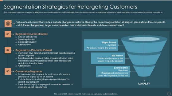 Remarketing Techniques Segmentation Strategies For Retargeting Customers Formats PDF