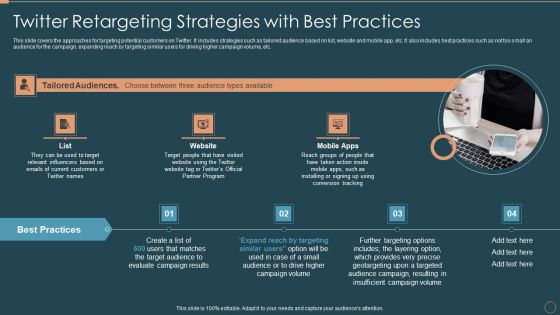 Remarketing Techniques Twitter Retargeting Strategies With Best Practices Background PDF Remarketing Techniques Twitter Retargeting Strategies With Best Practices Background PDF