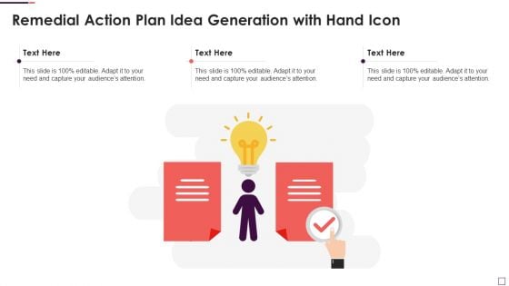 Remedial Action Plan Idea Generation With Hand Icon Infographics PDF