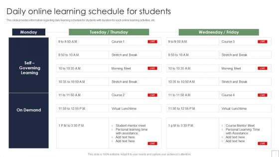 Remote Learning Playbook Daily Online Learning Schedule For Students Structure PDF