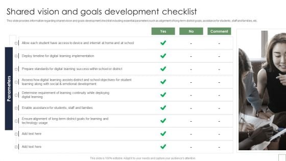 Remote Learning Playbook Shared Vision And Goals Development Checklist Demonstration PDF