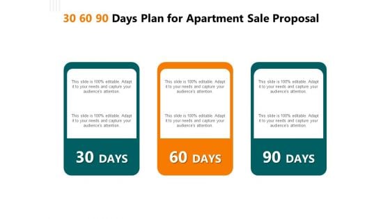 Rent Condominium 30 60 90 Days Plan For Apartment Sale Proposal Ppt Visual Aids Icon PDF