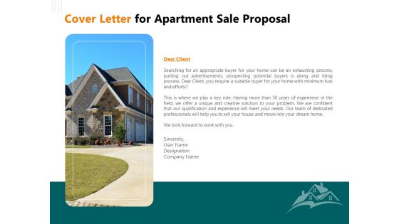 Rent Condominium Cover Letter For Apartment Sale Proposal Ppt Ideas Icons PDF