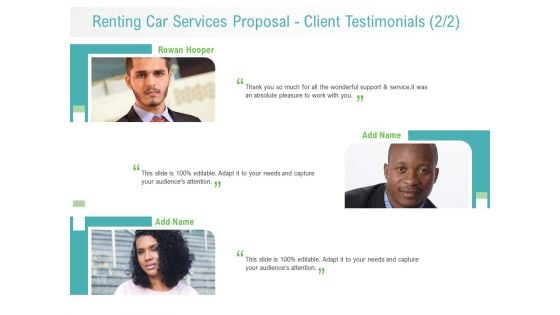 Renting Car Services Proposal Client Testimonials Teamwork Structure PDF